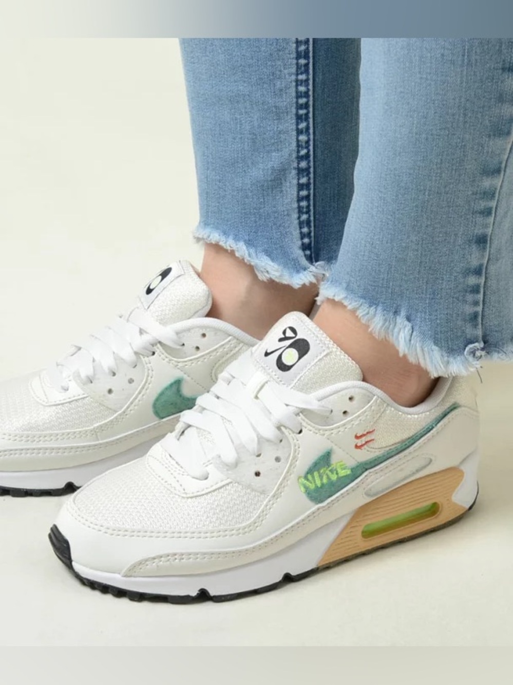Nike “Winflo” Neptune/White Sneakers with Green and Tan Accents